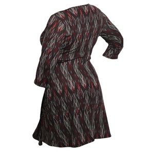 Gilli Black Red and White Faux Wrap Sweater Dress Size 2X (Fits like XL or 1X)